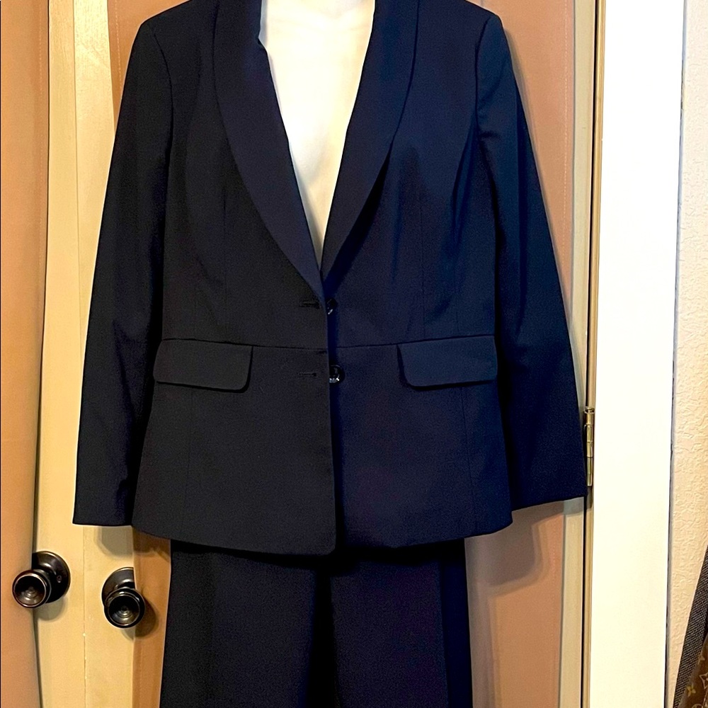 Ann Taylor Petite 10/12 Pantsuit Navy Fully Lined Like New